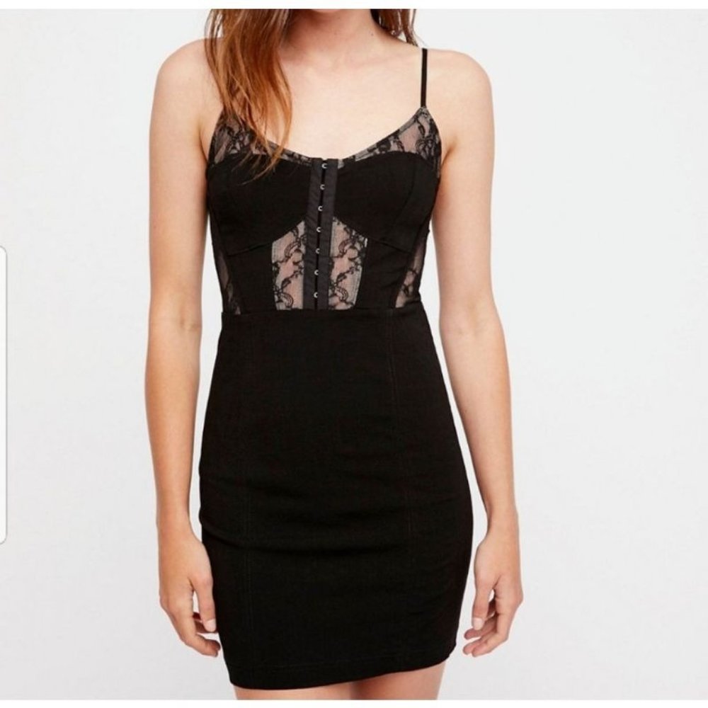 Free People Black Intimate Strappy Mesh Dress
